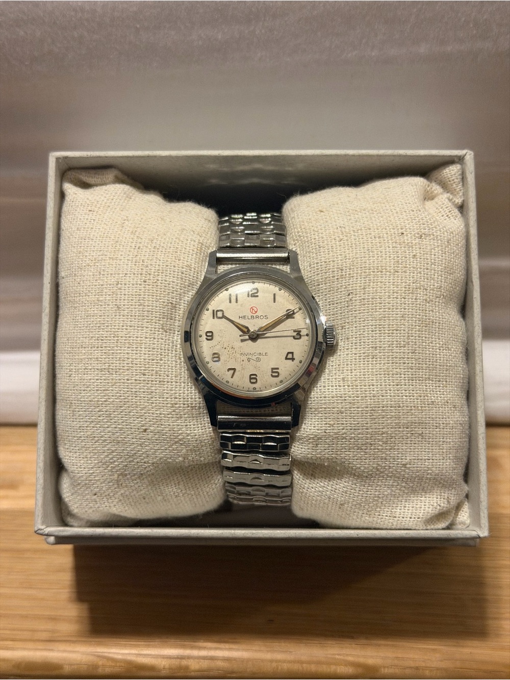 Helbros Stainless Steel Watch in Silver and Cream